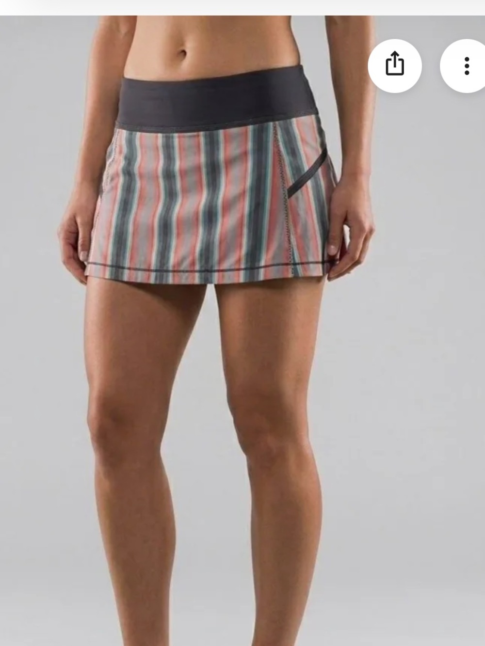 lululemon sz 8 Run Reflection Ombré Striped Charcoal Waistband skirt VTG 2012